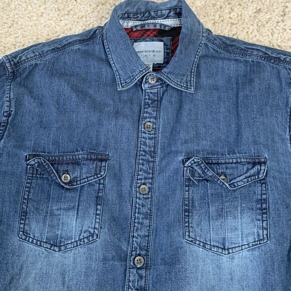 PD&C Paper Denim Cloth Shirt Mens Small Denim Long Sleeve Button Up Blue Jean - Picture 3 of 6